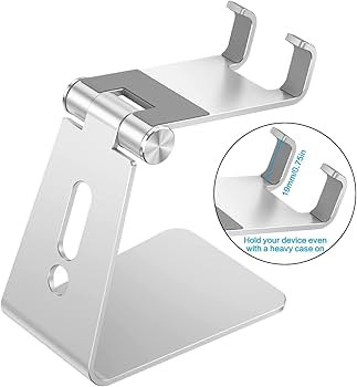 Amazon.com: Adjustable Cell Phone Stand, OMOTON Aluminum Desktop Cellphone Stand with Anti-Slip B... | Amazon (US)