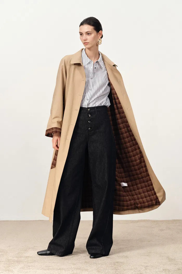 Barga Single Breasted Long Trench Coat in Cotton | Fabrique