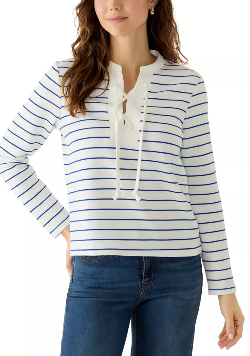 Women's Long Sleeve Yummy Knit Lace Up Top | Belk