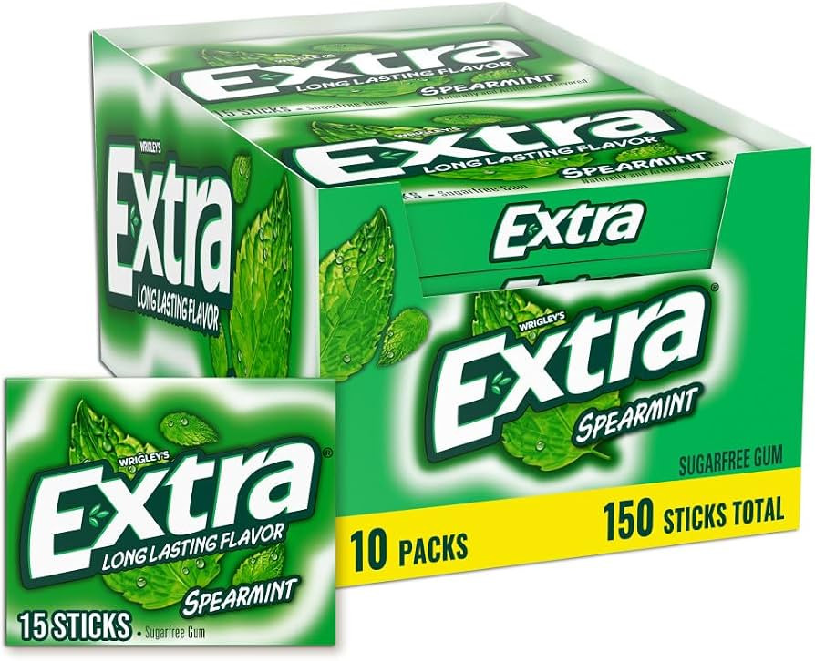 Extra Gum Spearmint Sugarfree Gum Bulk, Individually Wrapped, Perfect for Long Lasting Fresh Brea... | Amazon (US)