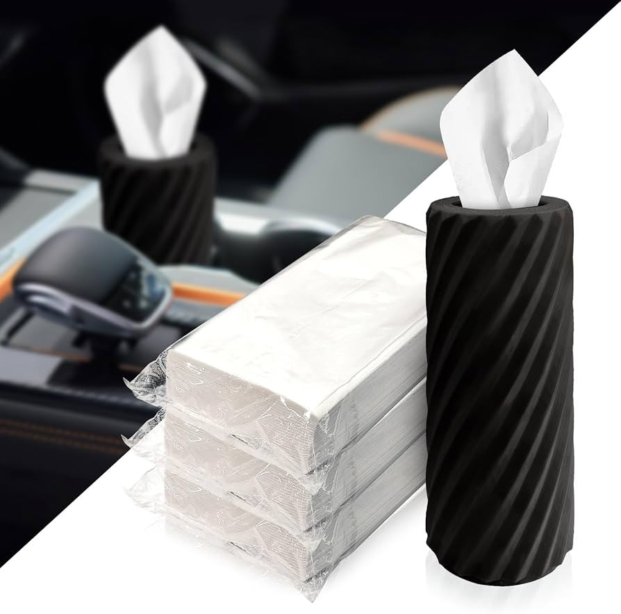 Car Tissue Holder, Refillable Round Cylinder with 3 Tissue Packs, Universal Fit for Vehicle Cup H... | Amazon (US)