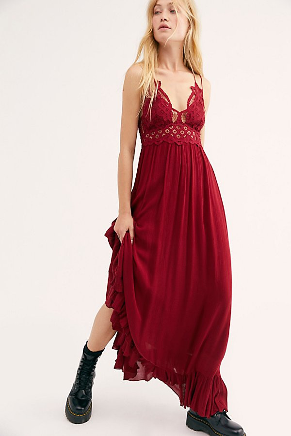 FP One Adella Maxi Slip by FP One at Free People, Cranberry, S | Free People (Global - UK&FR Excluded)