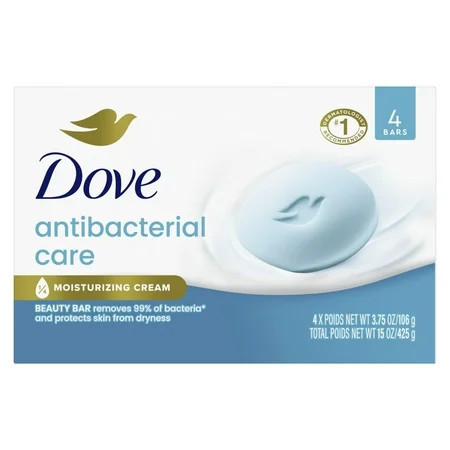 Dove Beauty Bar Bath Soap Antibacterial Care, 3.75 oz 4 Bars | Walmart (US)