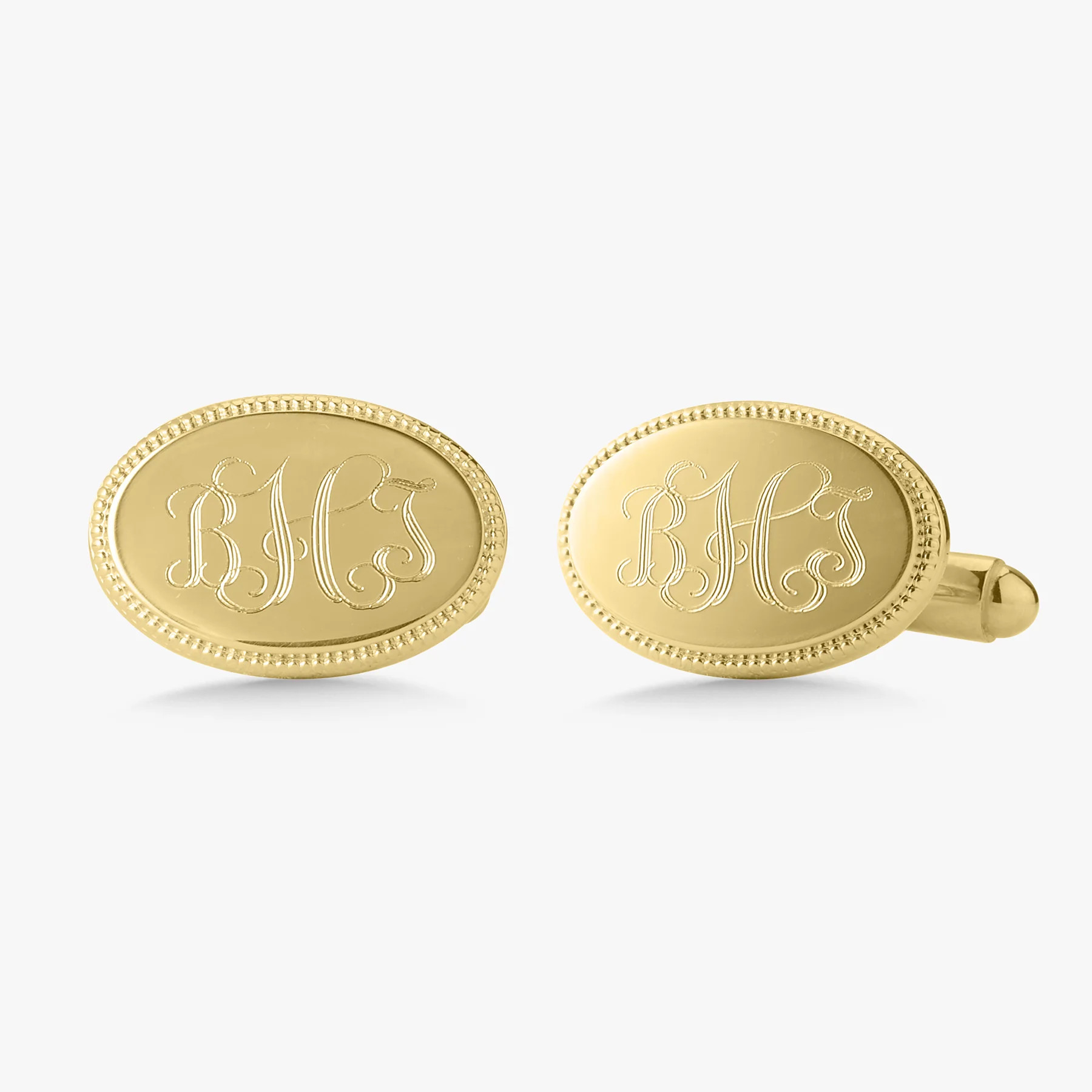 Oval Cuff Links with Beaded Edge | RW Fine Jewelry