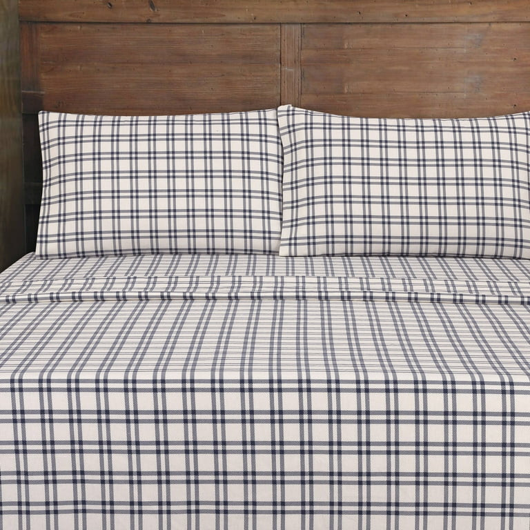 Mainstays 4-Piece Blue Windowpane Flannel Sheet Set, Full | Walmart (US)