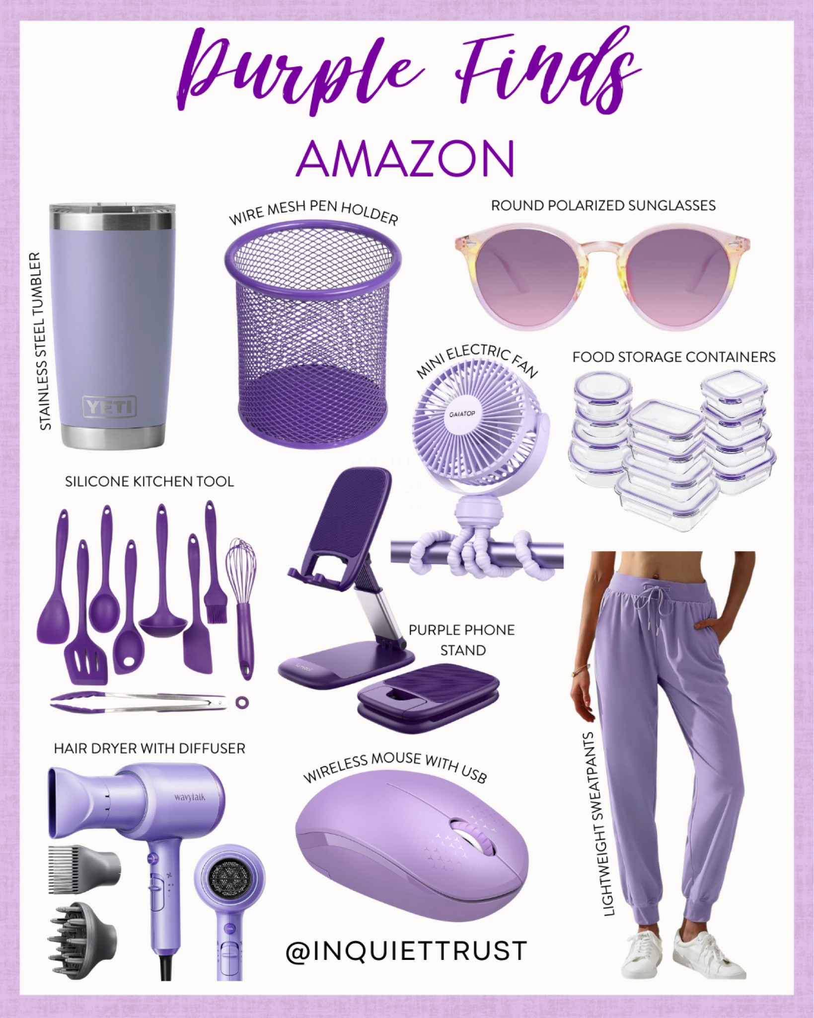 Whether you're at home or work, these purple finds are definitely a must-have: pen holder, sunglasses, yeti tumbler, wireless mouse, silicone kitchen tools, and more!
#kitchenmusthave #officefinds #travelessential #amazonfinds 

#LTKfindsunder100 #LTKhome #LTKstyletip