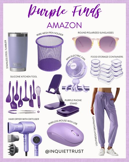 Whether you're at home or work, these purple finds are definitely a must-have: pen holder, sunglasses, yeti tumbler, wireless mouse, silicone kitchen tools, and more!
#kitchenmusthave #officefinds #travelessential #amazonfinds 

#LTKfindsunder100 #LTKhome #LTKstyletip