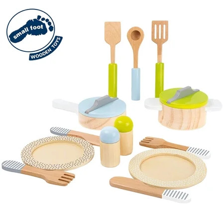 Small Foot Wooden Toys - 15 Piece Dining and Cutlery Playset | Walmart (US)