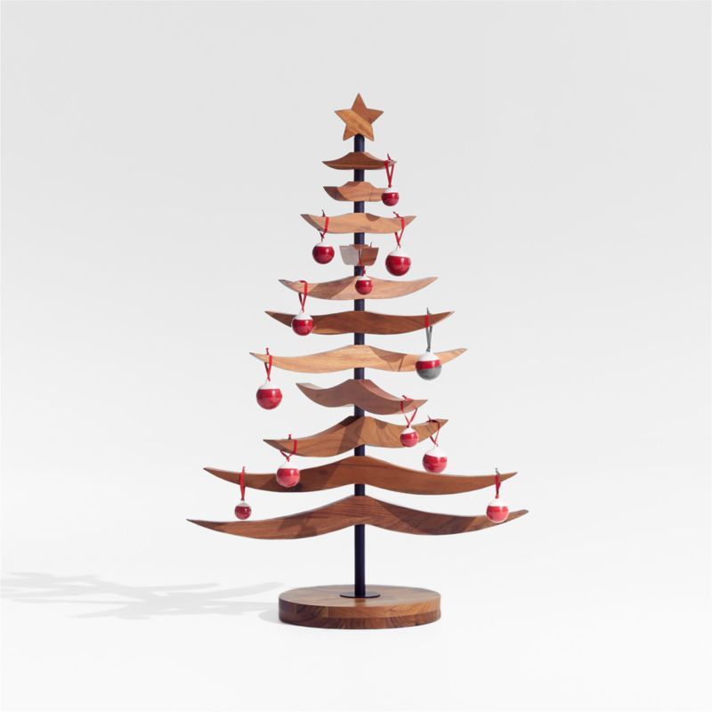 Warm Acacia Tannenbaum 4' Wood Christmas Tree + Reviews | Crate & Barrel | Crate & Barrel