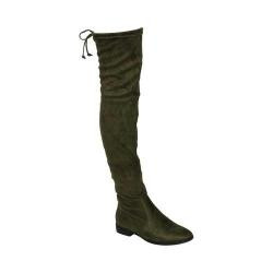 Women's Beston Inkwell-2 Thigh High Boot Olive Faux Suede | Bed Bath & Beyond