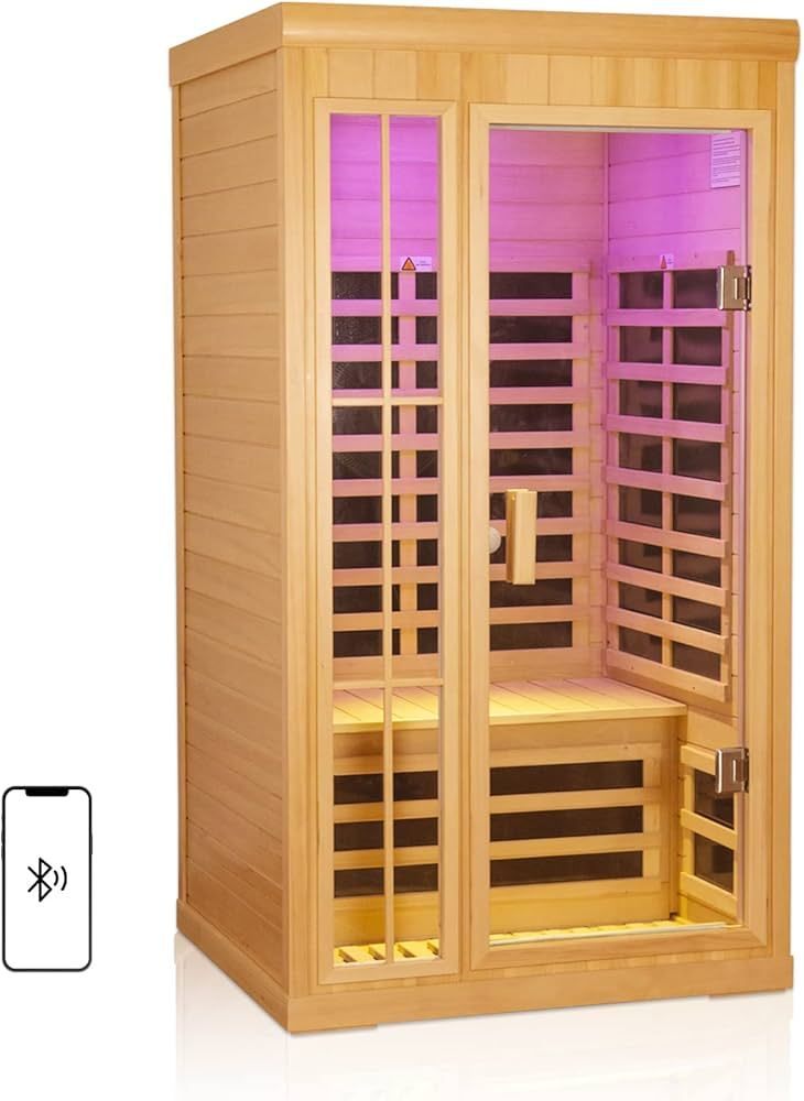 Kanlanth 1 to 2 Person Infrared Sauna, Hemlock Wood Low EMF FAR Infrared Sauna for Home, 1,350wat... | Amazon (US)