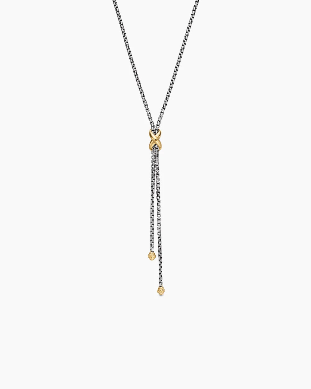 David Yurman | Petite X Lariat Necklace in Sterling Silver with 18K Yellow Gold | David Yurman