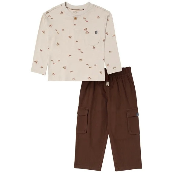 Modern Moments by Gerber Toddler Boy Henley Tee and Cargo Pant Set, Sizes 12M-5T | Walmart (US)