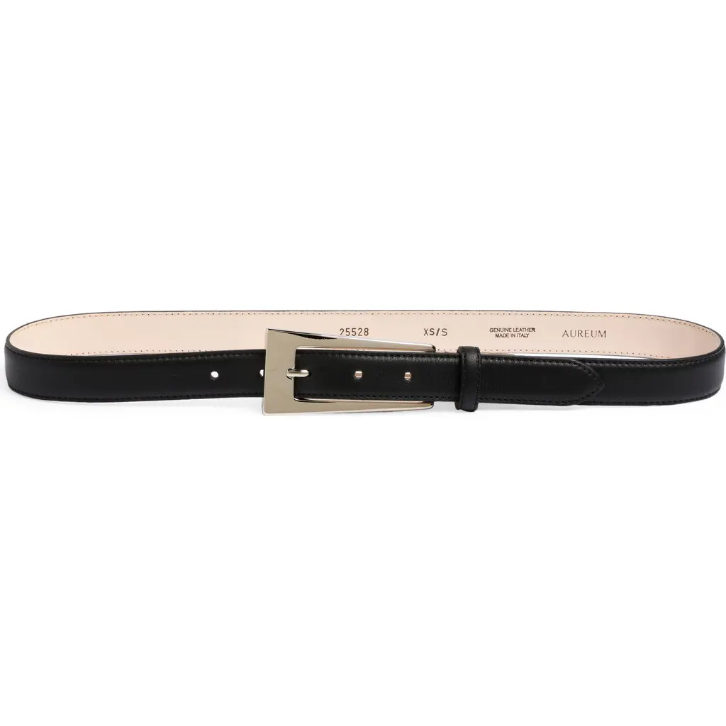 AUREUM No. 10 Leather Belt in Black Silver at Nordstrom, Size Medium | Nordstrom