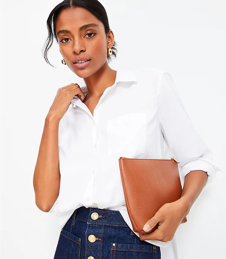 Petite Cotton Blend Relaxed Shirt | LOFT