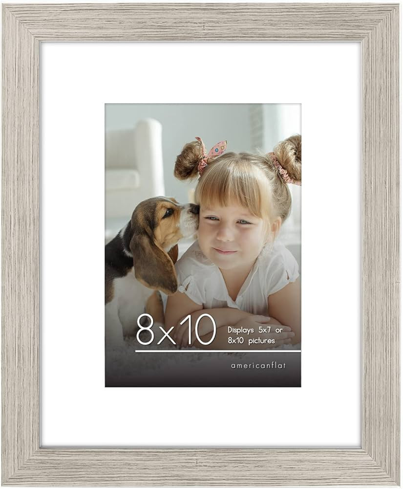 Americanflat 8x10 Picture Frame in Driftwood - Displays 5x7 with Mat and 8x10 Without Mat - Engin... | Amazon (US)