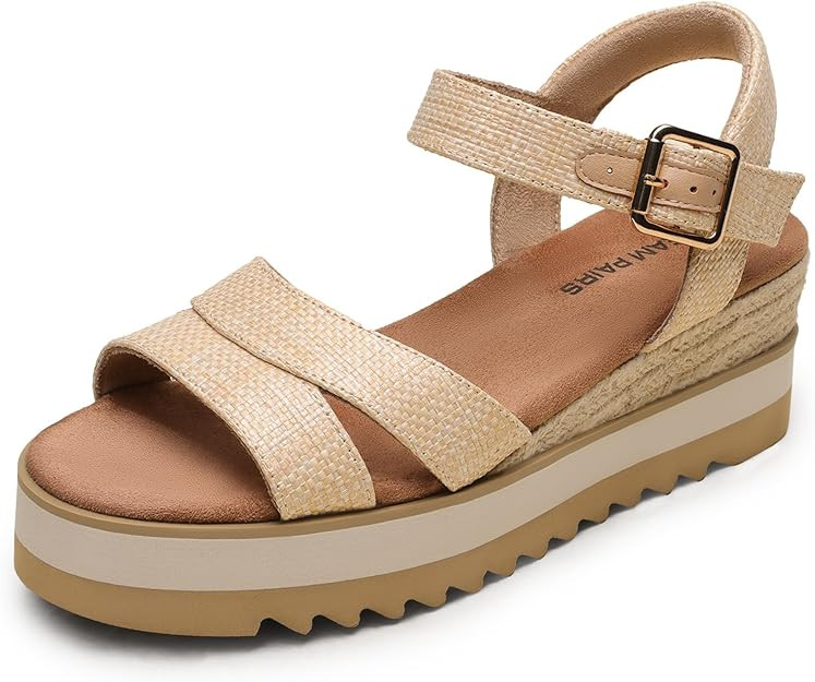 DREAM PAIRS Wedge Sandals for Women Espadrille Platform Sandals Open Toe Ankle Strap Low Wedges H... | Amazon (US)