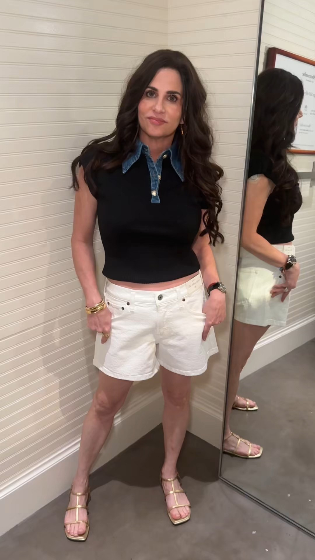 These are nice structured shorts - I tried my normal size and they were a little loose but if I sized down I think they would be too tight . Wearing a 25 

#LTKSaleAlert #LTKOver40 #LTKWatchNow