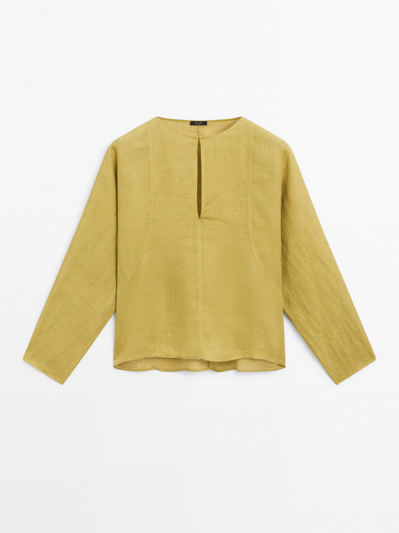 100% linen V-neck blouse | Massimo Dutti UK