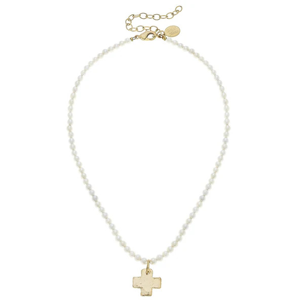 Dainty Beaded Cross Necklace | Susan Shaw