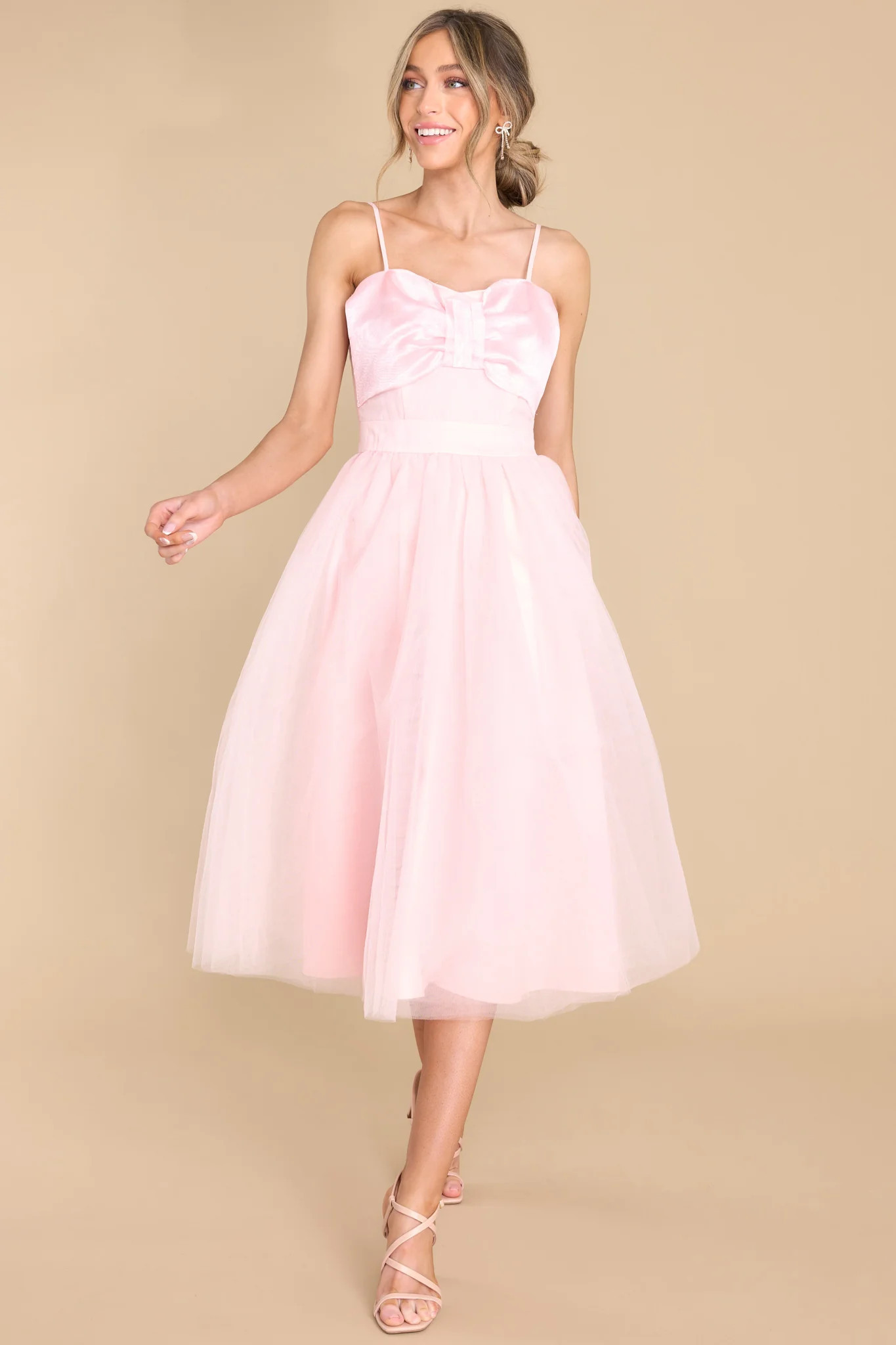 Dance On Air Light Pink Midi Dress | Red Dress 