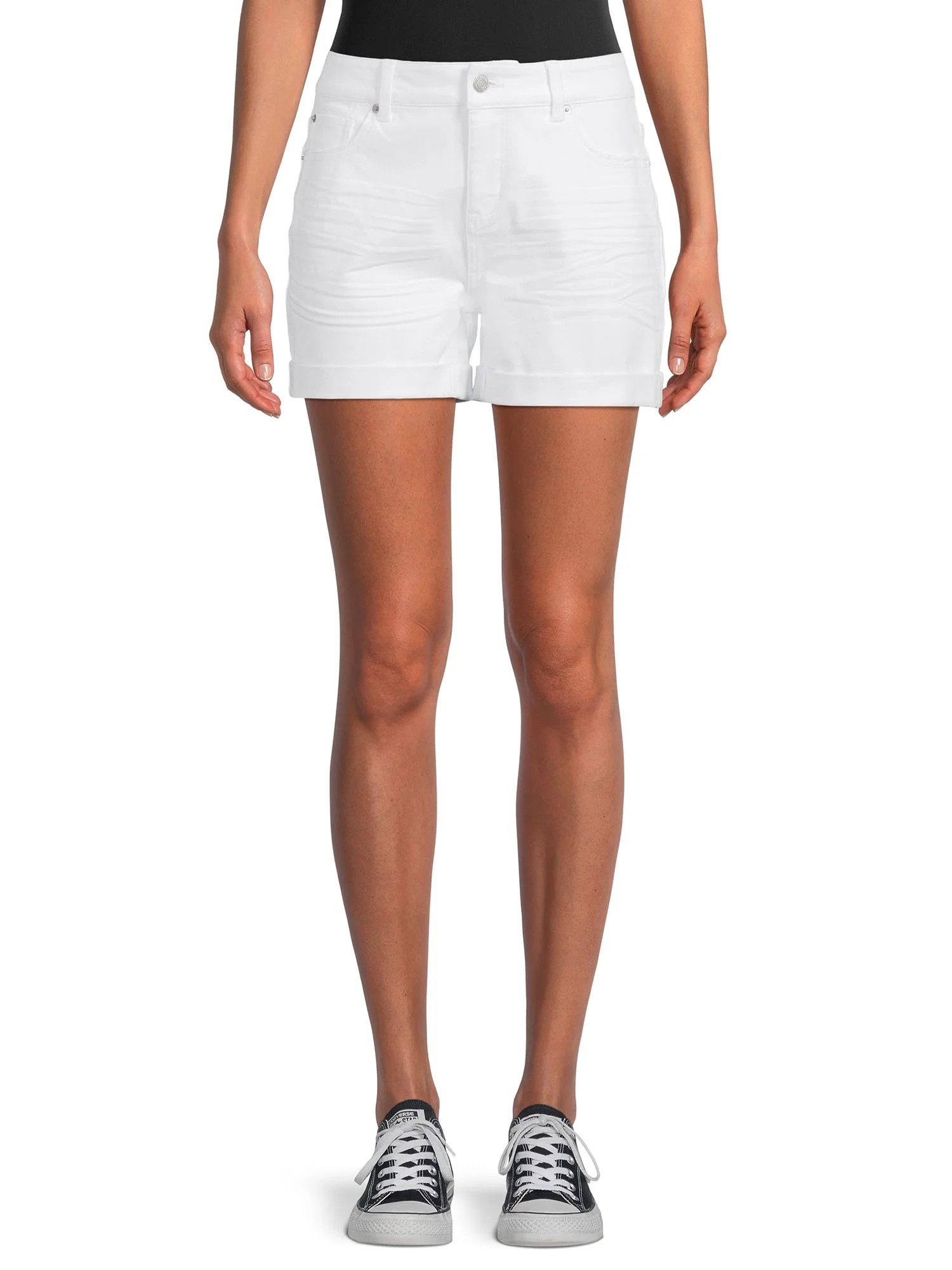 Time and Tru Women's Mid Rise Cuffed 4" Denim Short | Walmart (US)