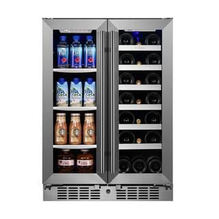 TITAN Signature 24 in. 64-Can and 20-Bottle French Door Stainless Steel Dual Zone Built-In Bevera... | The Home Depot