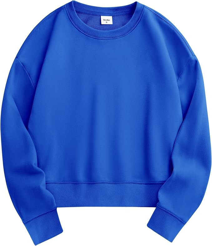 Stelle Cropped Sweatshirts for Women Cotton Long Sleeve Crop Tops Crewneck Pullover Oversized Swe... | Amazon (US)