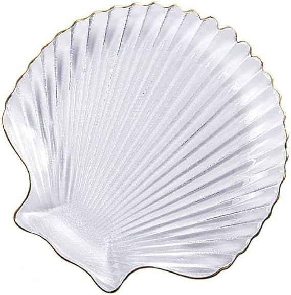 Zerodeko Glass Shell Dish Sea Shell Jewelry Tray Glass Dessert Plate Mermaid Shell Ring Dish Food... | Amazon (US)