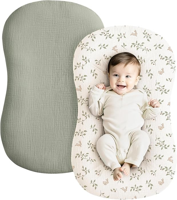 Konssy Muslin Baby Lounger Cover 2 Pack, 100% Cotton Newborn Lounger Cover, Soft and Breathable L... | Amazon (US)