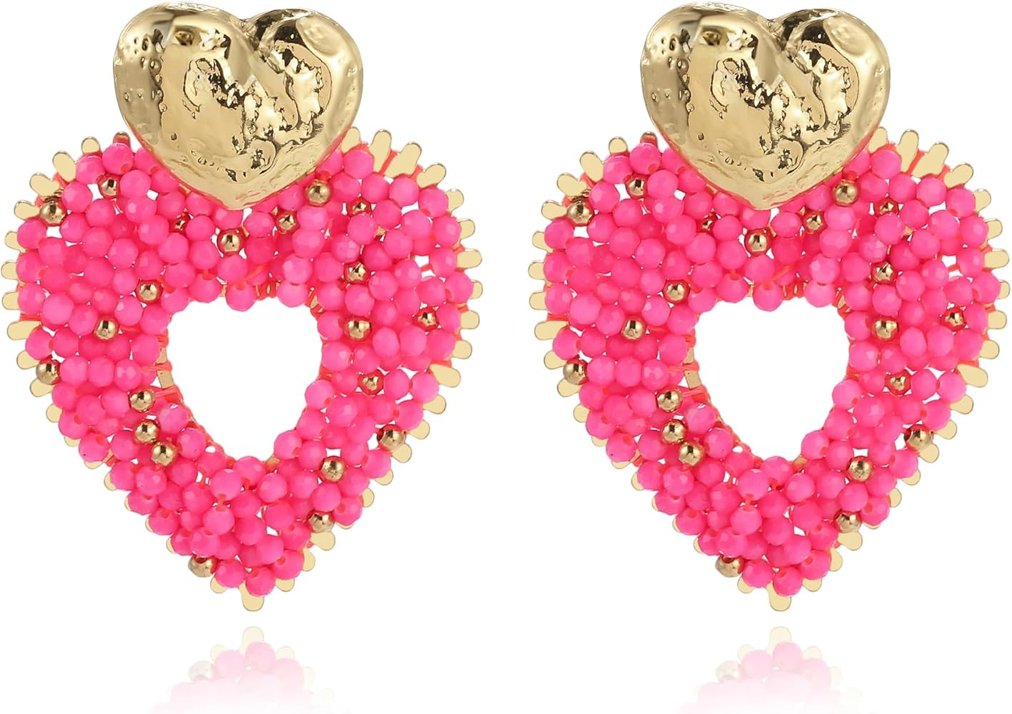 Bunte Boho Herz Ohrringe Damen Handgefertigte Perlen H\u00e4ngeohrringe mit Gold Herz Leichte Sta... | Amazon (DE)