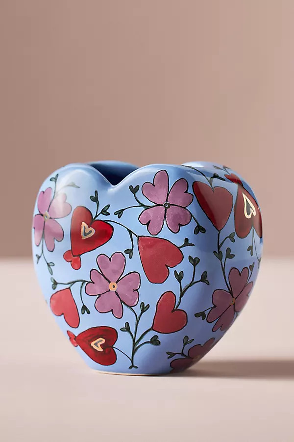 Blooming Hearts Stoneware Heart Vase | Anthropologie (US)