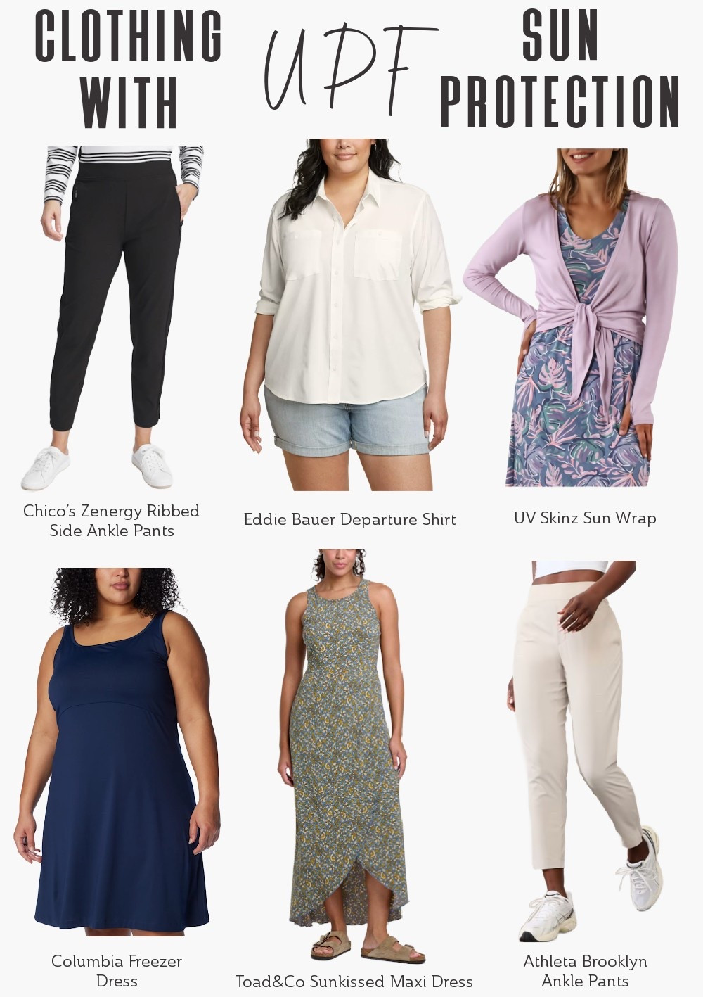 If you’re especially worried about the hot, sticky feeling that summer can cause - this is when tech-blended fabrics with moisture-wicking and SPF capabilities are super popular. Here are a few popular clothing styles that all offer UPF sun protection. 


#vacationoutfit #summeroutfit #summertravels #hotweatheroutfit 