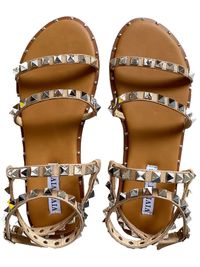 'Hadley' Studded Strap Tan Sandals | Goodnight Macaroon