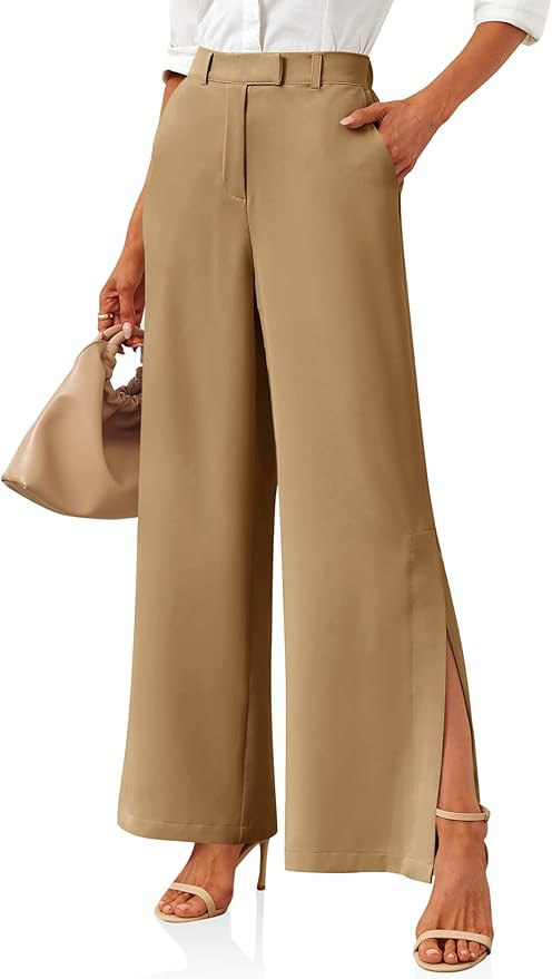 Cicy Bell Womens Side Split Dress Pants Elastic High Waisted Wide Leg Business Casual Trousers wi... | Amazon (US)