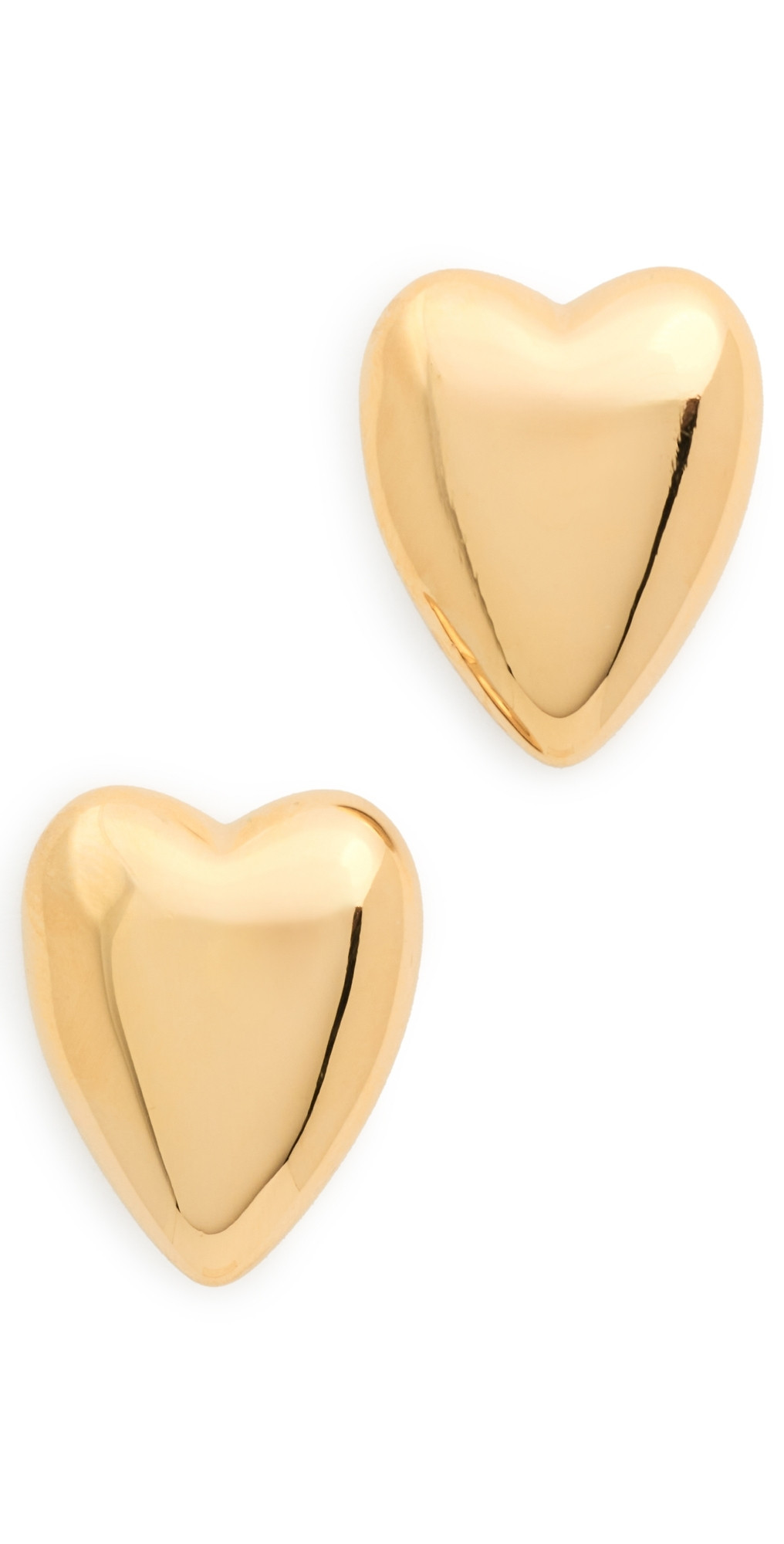 By Adina Eden Solid Puffy Heart Stud Earrings Gold One Size | Shopbop