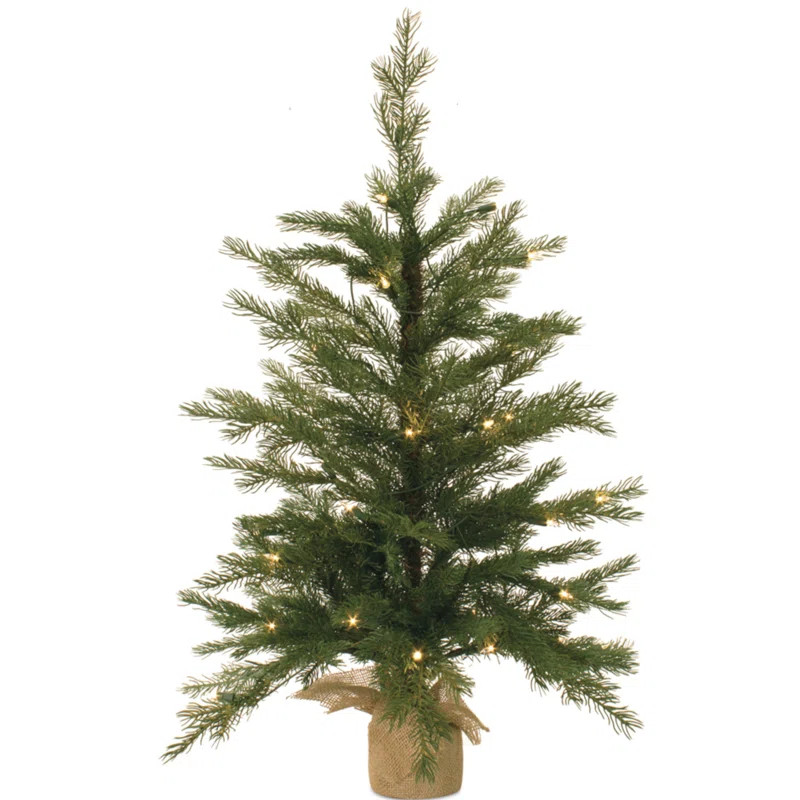 Faux Pine Tree in Burlap Pot Liner | Wayfair North America