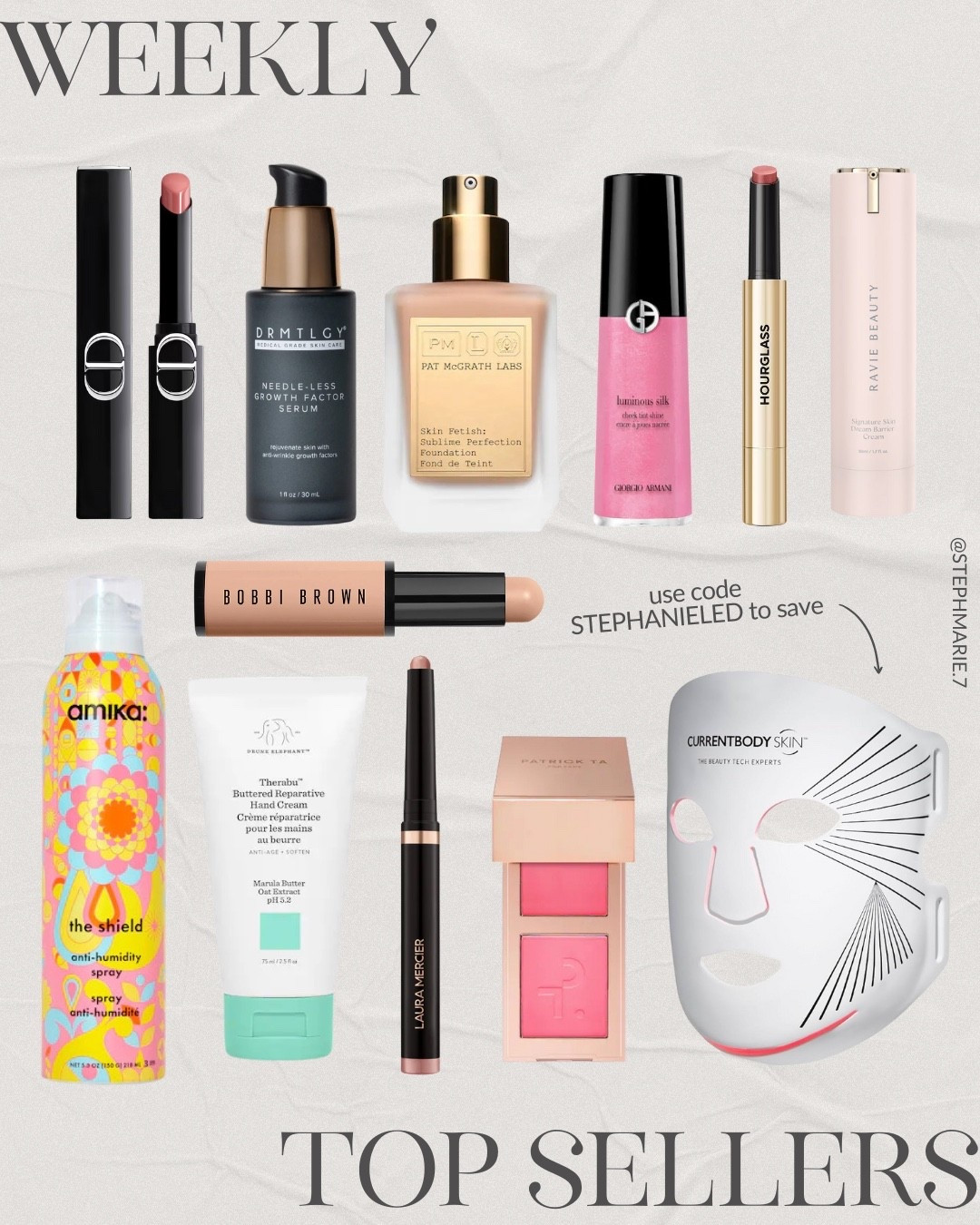 This weeks top sellers ✨

The Armani blush has such great pigment and the red like LED mask is a staple in my routine. Use code STEPHANIELED to save!

#LTKBeauty #LTKOver40 #LTKSaleAlert