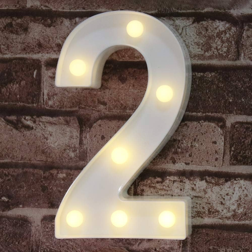 Pooqla Decorative Led Light Up Number Letters, White Plastic Marquee Number Lights Sign Party Wed... | Amazon (US)