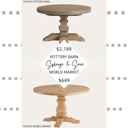 🚨Updated find🚨 Pottery Barn’s Banks Round Pedestal Extending Dining Table features a rustic farmhouse style, pedestal base, plank top, gray wash finish, and is made of MDF and hardwood veneers. 

I found round pedestal dining tables at Wayfair, World Market, and Overstock. They all feature a rustic farmhouse style, have a pedestal base, plank top, and come in a variety of finishes. 

#diningroom #diningtable #kitchen #kitchentable #eating #coastal #lookforless #dupes #copycat #lookalike #homedecor #furniture #decor #coastalhome #potterybarn #potterybarndupe . 

Pottery Barn Banks Round Pedestal Extending Dining Table dupe. Pottery Barn dupes. Pottery Barn furniture dupes. Pottery Barn dining table dupes. Pottery Barn looks for less. Farmhouse dining table. Farmhouse kitchen. Modern farmhouse dining room. Rustic dining table. Design on a budget. Pottery Barn Banks Dining Table dupe. Banks table dupe. Wood dining table. Natural wood dining table. Pedestal dining table. Kitchen nook table. 

#LTKsalealert #LTKSale #LTKhome