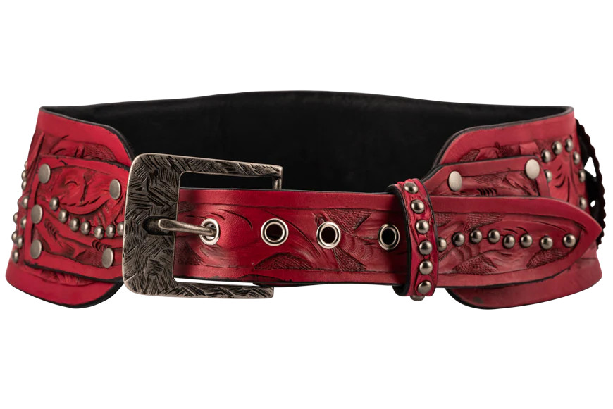 Juan Antonio Studded Red Western Belt | Pinto Ranch | Pinto Ranch