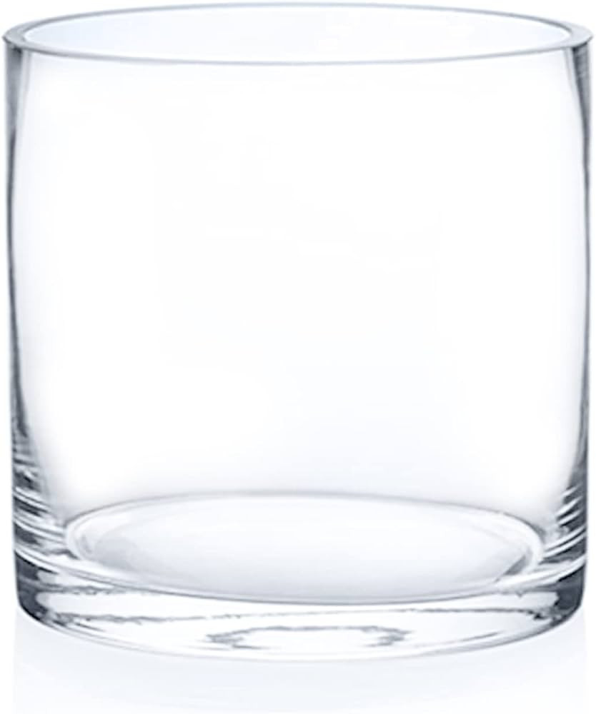 Enova Floral Clear Glass Cylinder Vase 6 x 6 Inches Round Flower Vase, Pillar Candle Hurricane Fl... | Amazon (US)