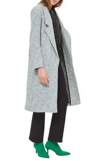 Women's Topshop Brushback Jersey Coat, Size 14 US (fits like 16-18) - Grey | Nordstrom