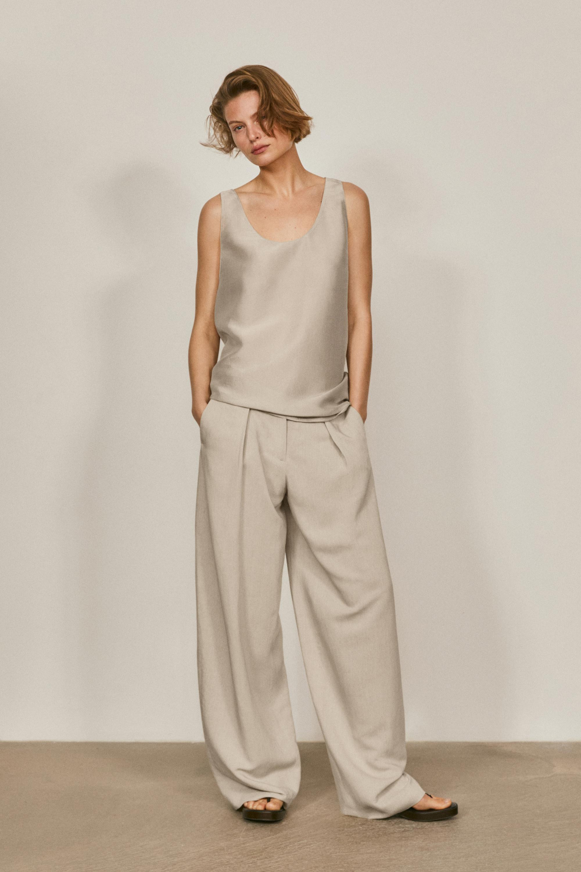 Top \u00e0 larges bretelles en pure soie - \u00c9DITION LIMIT\u00c9E | Massimo Dutti FR