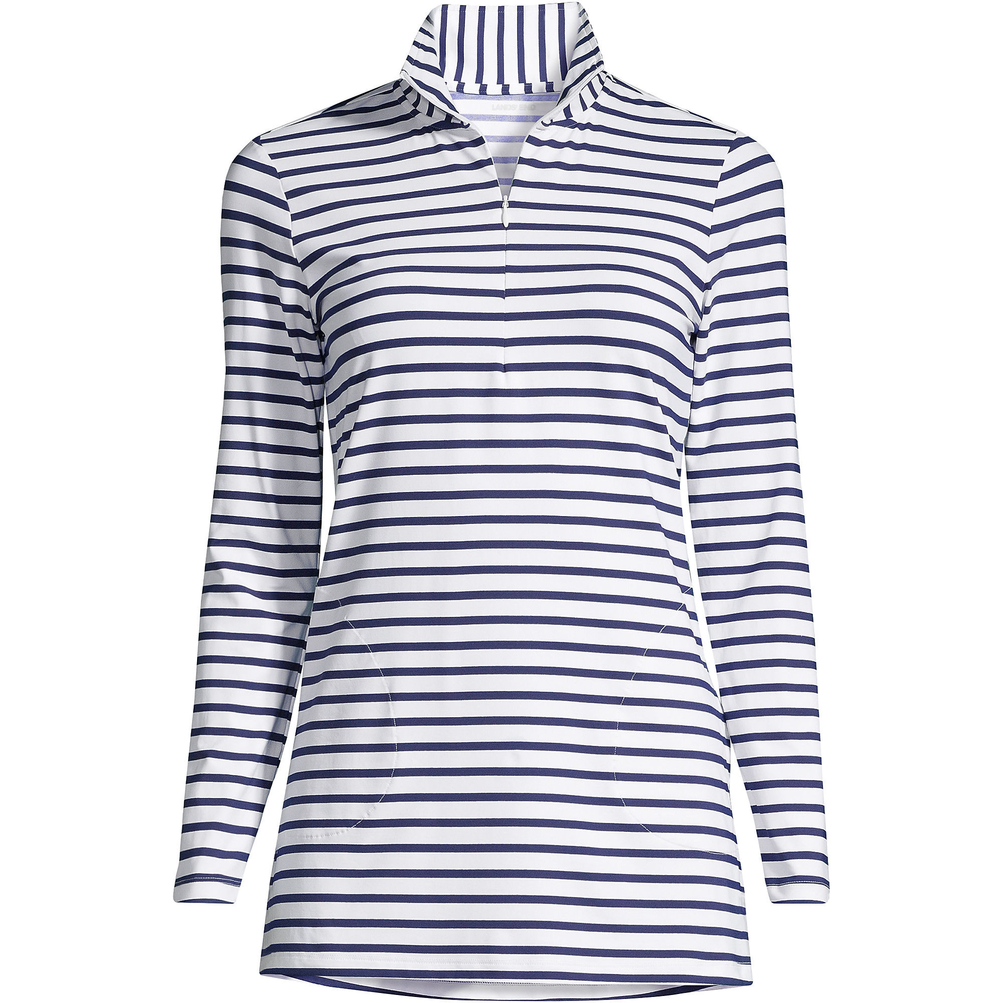 Women's Quarter Zip Long Sleeve Tunic Rash Guard Cover-up UPF 50 Sun Protection Print | Lands' End (US)
