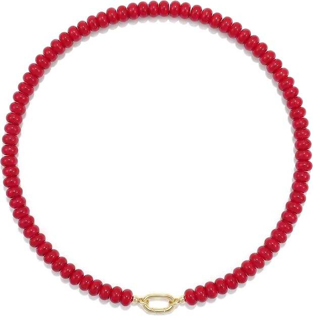 Beaded Gemstone Necklaces for Women Bohemian Colored Choker Natural Stone Bead Summer Beach Handm... | Amazon (US)