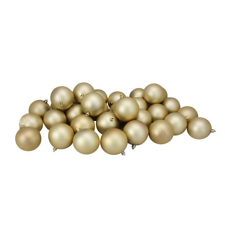 Northlight 32ct Shatterproof Matte Christmas Ball Ornament Set 3.25" - Gold | Target