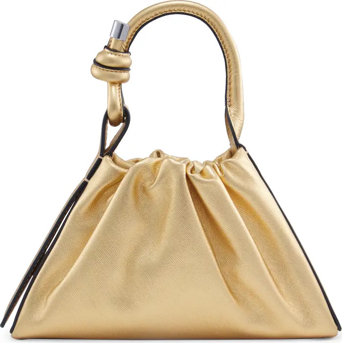 Mini Tina Ruched Metallic Leather Baguette Top Handle Bag | Nordstrom