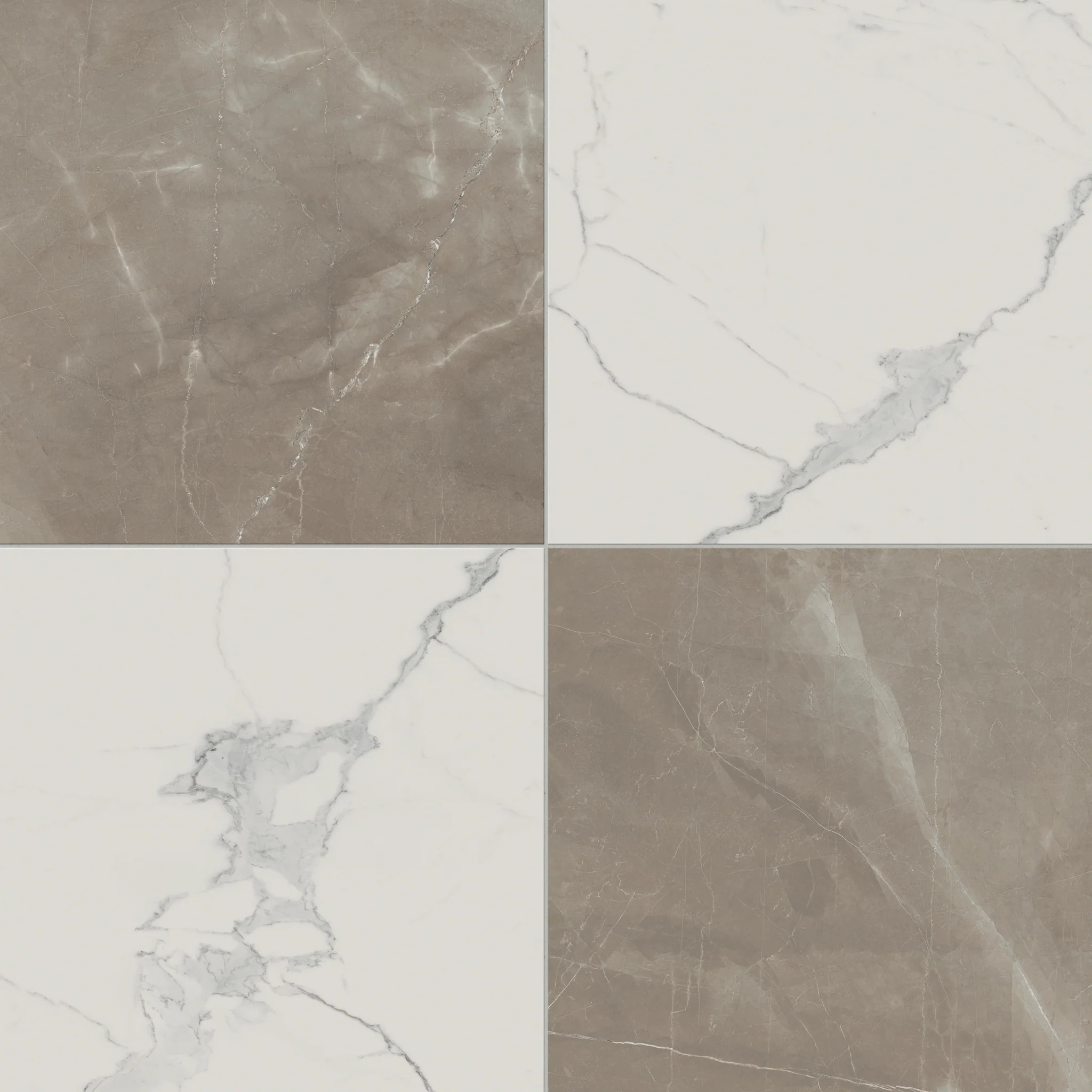 Leona 24x24 Checkerboard Matte Porcelain Tile in Calacatta and Amani Bronze | Edward Martin