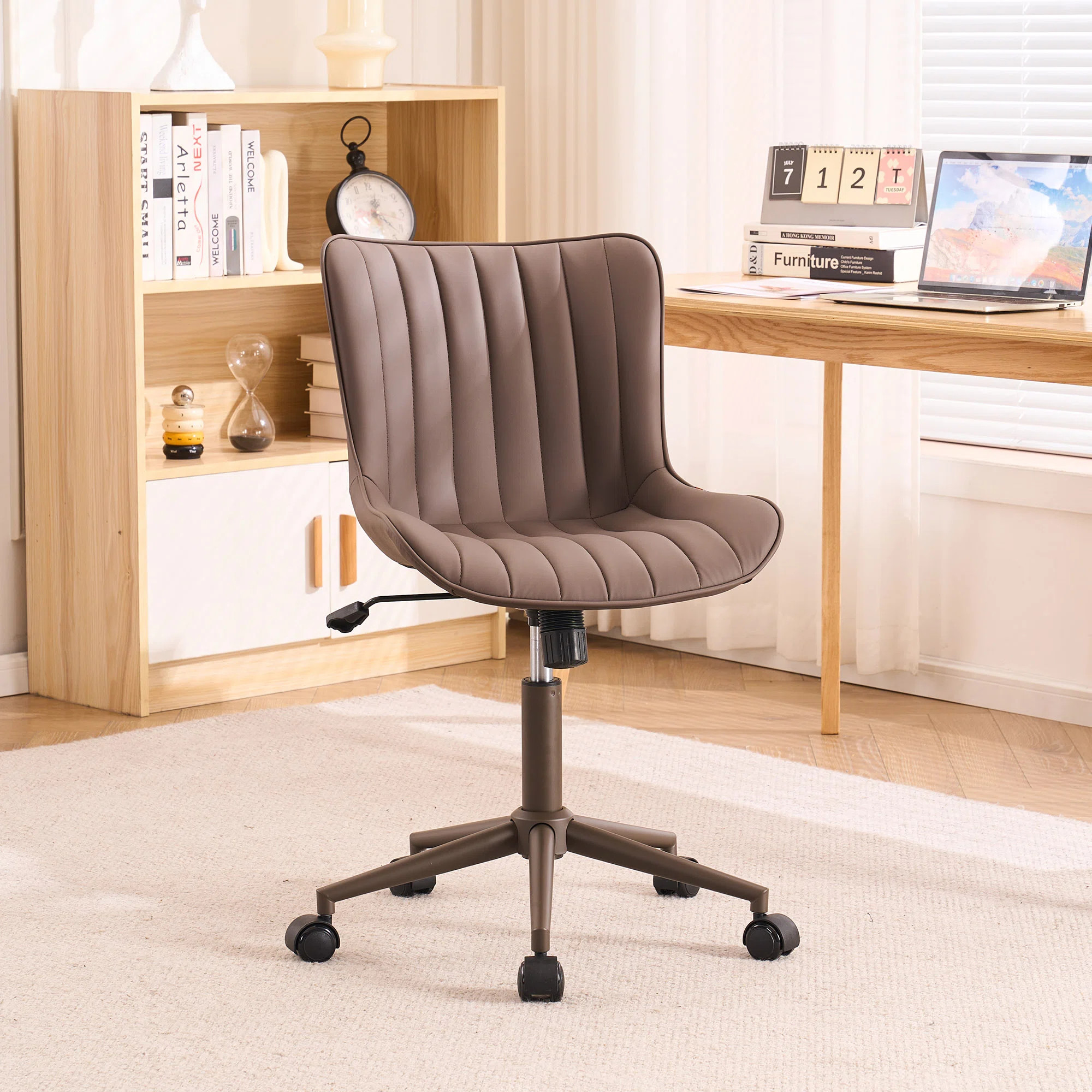 Brionni Leather Upholstered Office Desk Chair Swivel Task Chair Height Adjust Conference Chair | Wayfair North America